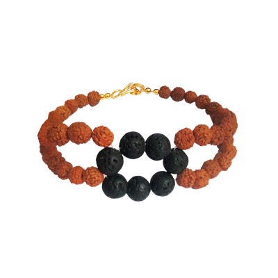 Rudraksha Bracelet Lava Stone by Menjewell